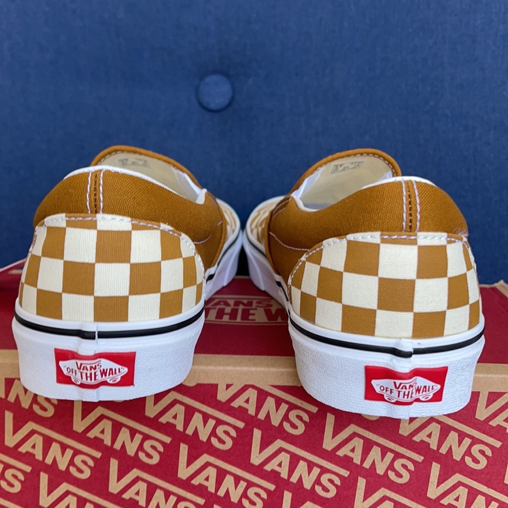 Vans Classic Slip-On Checkerboard Goldenbrown/True White MENS - Picture 14 of 16